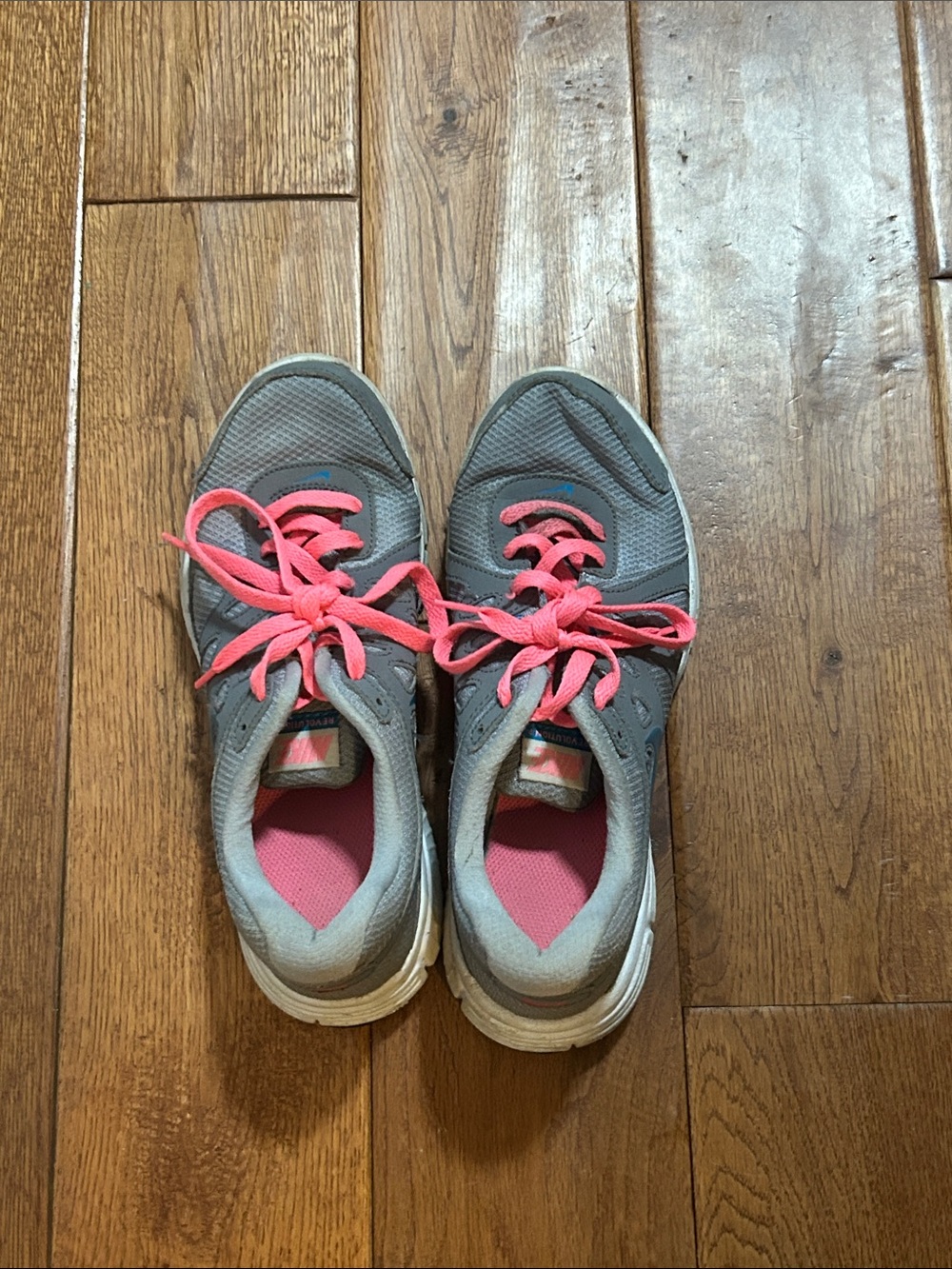 Nike Gray Athletic Sneakers with Pink and blue Accents